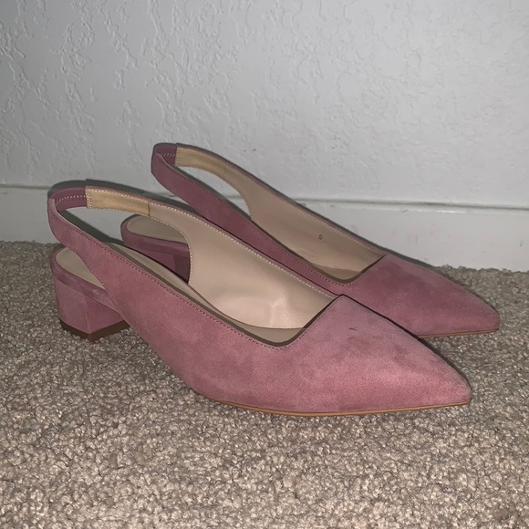 Size 5 NWOT EVERLANE pink suede editor slingback heel - Picture 4 of 4